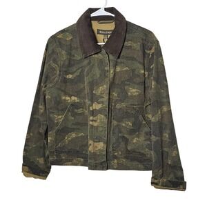 Reserve Fairfax Olive Camo Utility Jacket Corduroy Canvas Womens Medium Street